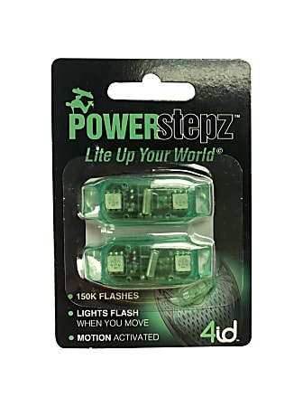 4ID Power Stepz Motion Activated LEDs, 4"H x 2 3/4"W x 1"D, Green, Pack Of 2 Lights