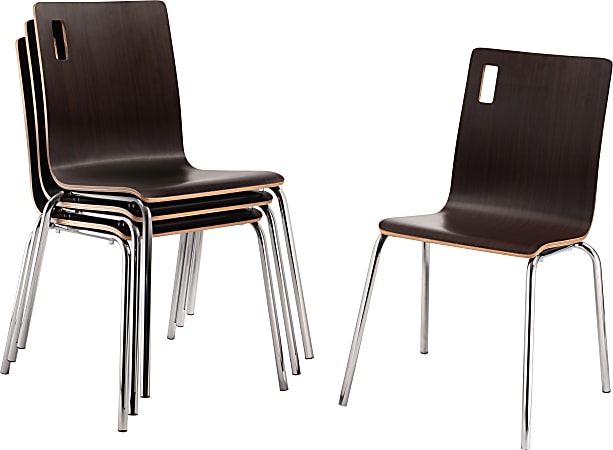 National Public Seating Bushwick Café Chairs, Espresso, Pack Of 4 Chairs
