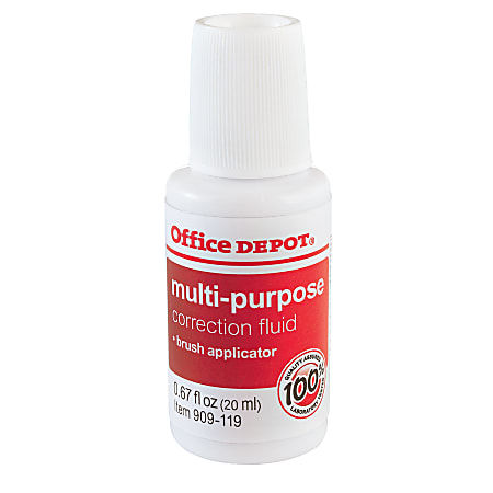Office Depot® Brand Correction Fluid, Multipurpose, 20 mL, White, Pack Of 3