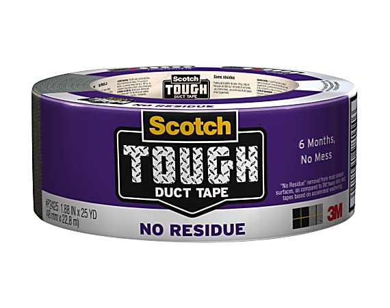 Scotch® Tough No-Residue Duct Tape, 3" Core, 1.88" x 25 Yd., Gray