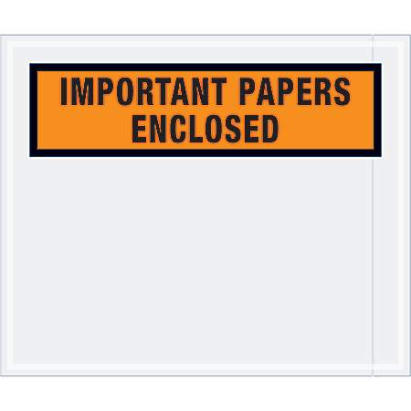 Tape Logic® Preprinted Packing List Envelopes, Important Papers Enclosed, 10" x 12", Orange, Case Of 500
