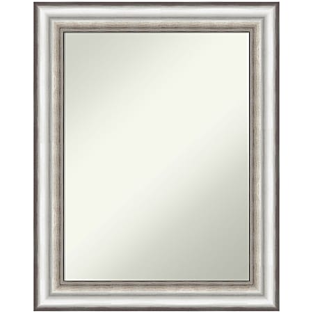 Amanti Art Non-Beveled Rectangle Framed Bathroom Wall Mirror, 29-1/4" x 23-1/4", Salon Silver