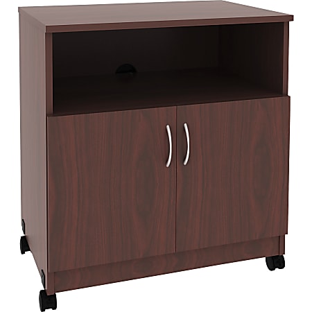 Lorell Mobile Machine Stand with Shelf, 30.75"H x 28"W x 19.25"D, Mahogany, Laminated Particleboard, Mahogany