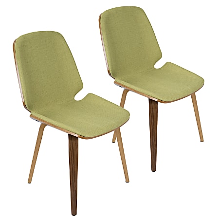 Lumisource Serena Dining Chair, Walnut/Green, Set Of 2