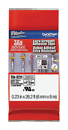 Brother® P-touch Industrial TZe Tape Cartridges, Polyethylene, 1/4"W x 26 1/4'L , White