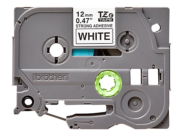 Brother P-touch TZeS231, Strong Adhesive, Laminated, 0.47 in x 26.2 ft (12mm x 8m), Black on White Label Tape