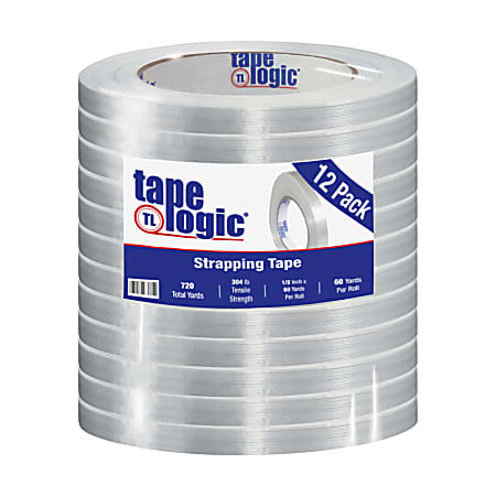 Tape Logic® 1500 Strapping Tape, 1/2" x 60 Yd., Clear, Case Of 12