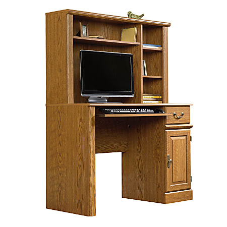 Sauder white deals desk with hutch