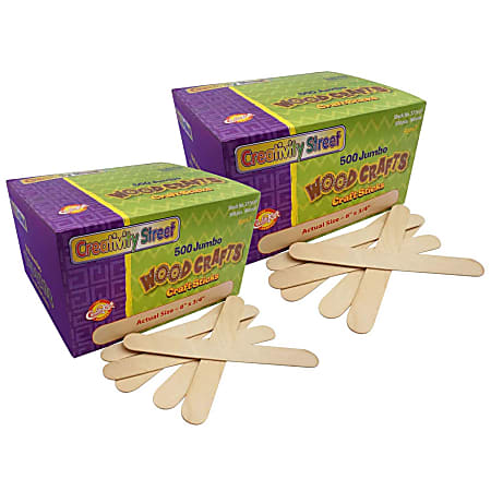 Creativity Street Jumbo Craft Sticks, 6" x 3/4", Natural, 500 Pieces Per Pack, Set Of 2 Packs