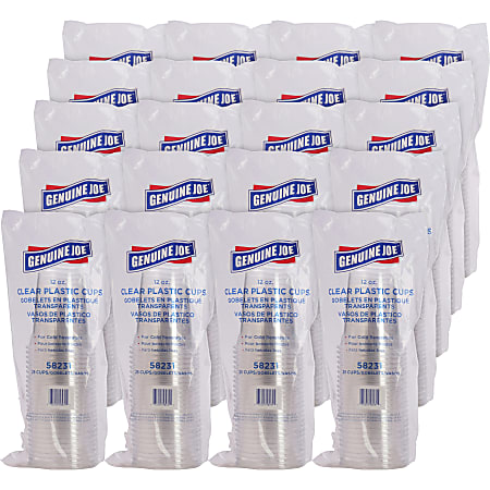 Genuine Joe Clear Plastic Cups - 25 - 12 fl oz - 500 / Carton - Clear - Plastic - Cold Drink, Beverage