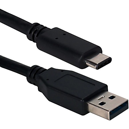 QVS 3-Meter USB-C to USB-A 2.0 Sync & Charger Cable - 9.84 ft USB Data Transfer Cable for External Hard Drive, Smartphone, Tablet, Computer - First End: 1 x USB 2.0 Type C - Male - Second End: 1 x USB 2.0 Type A - Male - 480 Mbit/s - Black - 1