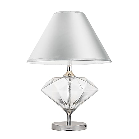Elegant Designs Colored Glass Table Lamp, 22 3/4"H, White Shade/Silver Base