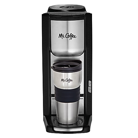 Mr. Coffee® Grind N Brew 1-Cup Coffeemaker With Built-In Grinder, Black/Stainless Steel