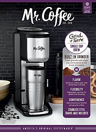 Mr. Coffee Grind N Brew 1 Cup Coffeemaker With Built In Grinder