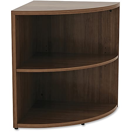 Lorell® Essentials Series 30"H 2-Shelf Corner Bookcase, Walnut