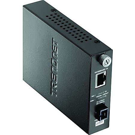 TRENDnet TFC-110S20D3i Media Converter - 1 x Network (RJ-45) - 1 x SC Ports - 10/100Base-TX, 100Base-FX - Desktop, Wall Mountable