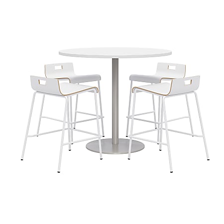 KFI Studios Proof High Bistro Table Set, White/Silver