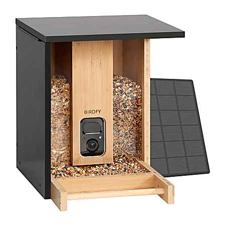 Birdfy® Bamboo Bird Feeder with Camera, Solar Powered, AI Bird Recognition by Subscription & Dual Seed Bin