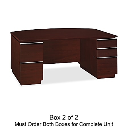 BBF Milano2 Double-Pedestal Bow-Front Desk, 29 5/8"H x 71"W x 36"D, Harvest Cherry, Box 2 Of 2