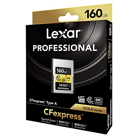 Lexar® GOLD Series Professional CFexpress Class 4 Type-A Compact Flash Memory Card, 160GB, LCAGOLD160G-RNENG