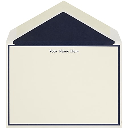 The Occasions Group Stationery Note Cards, 4 1/2" x 6 1/4"W, Flat, Midnight Border, Ecru Matte, Box Of 25