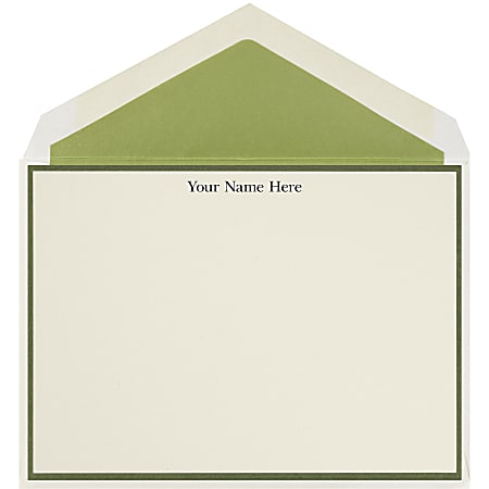 The Occasions Group Stationery Note Cards, 4 1/2" x 6 1/4"W, Folded, Olive Bordered, Ecru Matte, Box Of 25