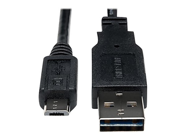 Eaton Tripp Lite Series Universal Reversible USB 2.0 Cable (Reversible A to 5Pin Micro B M/M), 6 ft. (1.83 m) - USB cable - Micro-USB Type B (M) to USB (M) - USB 2.0 - 6 ft - black
