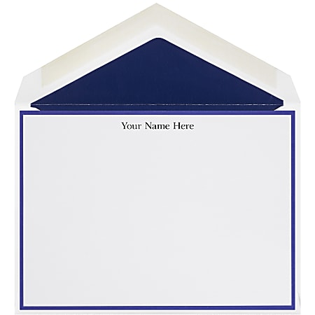The Occasions Group Stationery Note Cards, 4 1/2" x 6 1/4"W, 30% Recycled, Flat, Midnight Border, White Matte, Box Of 25