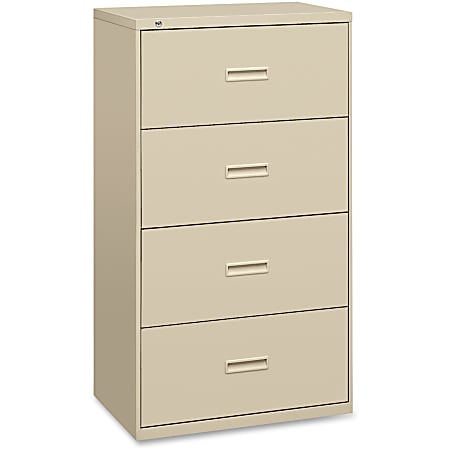 basyx by HON® 400 52-1/2"W Lateral 4-Drawer File Cabinet, Metal, Putty