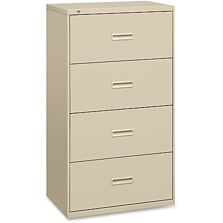 basyx by HON® 400 35"W x 18"D Lateral 4-Drawer File Cabinet, Putty