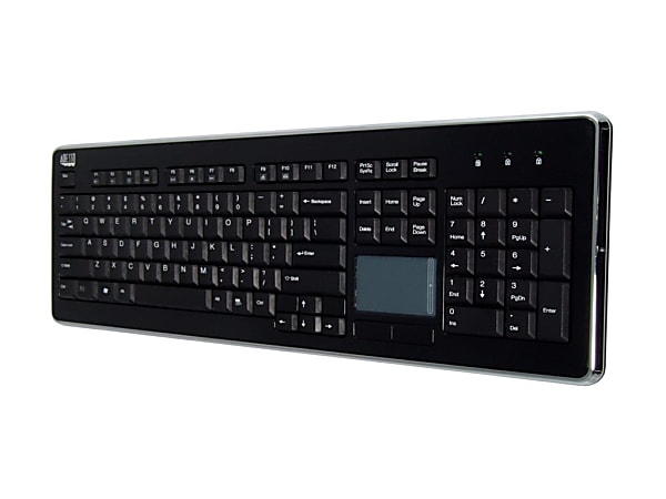 Adesso SlimTouch  USB Keyboard, 1"H x 18-1/4"W x 6-1/2"D, Chrome, AKB-440UB