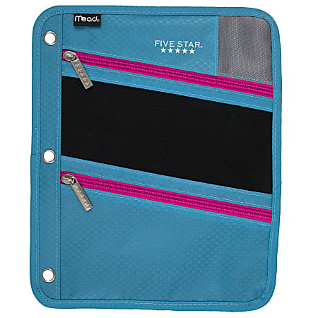 Mead Five Star Pencil Pouch for Binders 3 Zippered Compartments 11" x 8 3/4" 