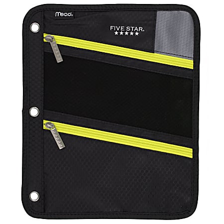 Five Star Zipper Three Hole Punched Pencil Pouch Assorted Colors