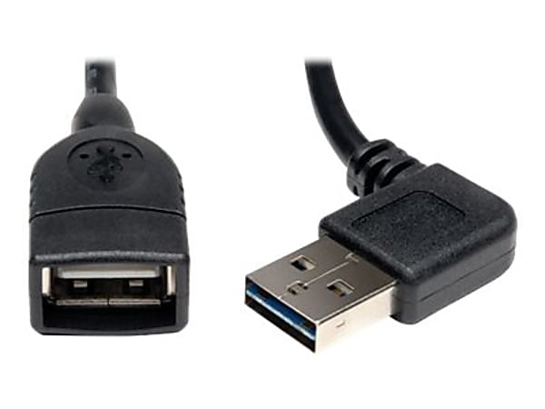 Eaton Tripp Lite Series Universal Reversible USB 2.0 Extension Cable (Reversible Right/Left-Angle A to A M/F), 18-in. (45.72 cm) - USB extension cable - USB (M) to USB (F) - USB 2.0 - 1.5 ft - molded, right-angled connector - black