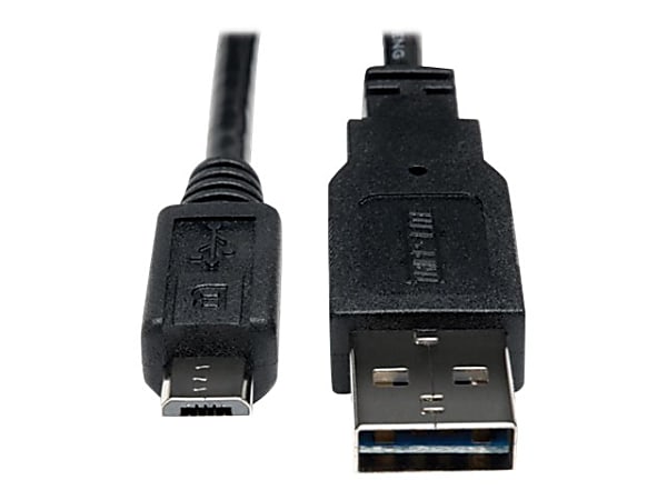 Tripp Lite 10ft USB 2.0 High Speed Cable Reversible A to 5Pin Micro B M/M 10' - USB cable - Micro-USB Type B (M) to USB (M) - USB 2.0 - 10 ft - black