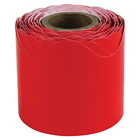 Carson Dellosa Education Plain Continuous-roll Scalloped Border - Fun Theme/Subject - 2" Height x 2.25" Width x 432" Length - Red - 1 Roll