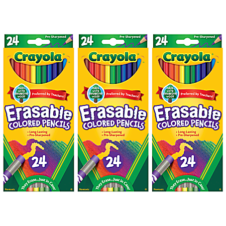 Crayola Erasable Colored Pencils, 24 Per Box, Set Of 3 Boxes