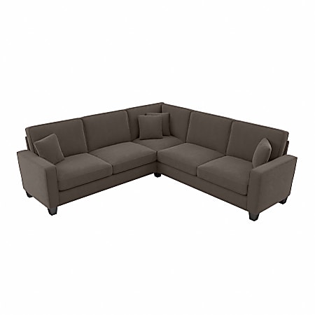 Bush® Furniture Stockton 99"W L-Shaped Sectional Couch, Chocolate Brown Microsuede Fabric, Standard Delivery
