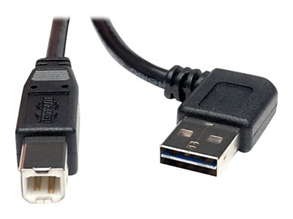 Eaton Tripp Lite Series Universal Reversible USB 2.0 Cable (Right / Left-Angle Reversible A to B M/M), 3 ft. (0.91 m) - USB cable - USB Type B (M) to USB (M) - USB 2.0 - 3 ft - 90° connector, molded, right-angled connector - black