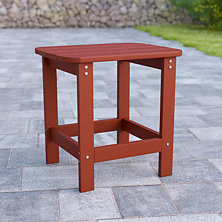 Flash Furniture Charlestown All-Weather Adirondack Side Table, 18-1/4”H x 18-3/4”W x 15”D, Red