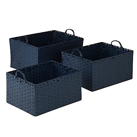 Honey-Can-Do Paper Rope Stacking Baskets, Blue, Set Of 3