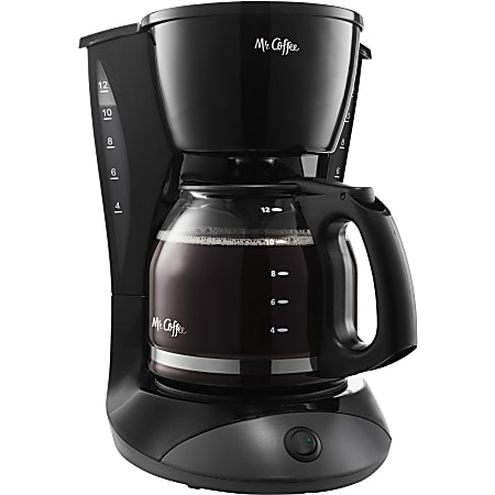 Mr. Coffee 12-Cup Coffeemaker, 12 5/8"H x 11 13/16"W x 8 7/16"D, Black