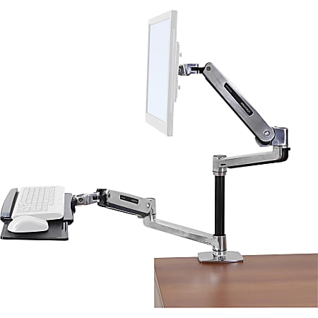 Ergotron® WorkFit-LX Desk Mount For Flat-Panel Display, Keyboard And Mouse, Polished Aluminum