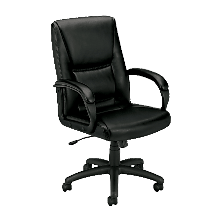 HON® Basyx VL161 Executive Ergonomic Bonded Leather Mid-Back Chair, Black