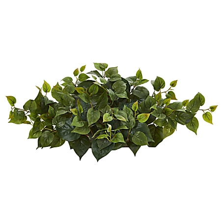 Nearly Natural Philodendron Ledge 13”H Artificial Plant, 13”H x 31”W x 8”D, Green/Green