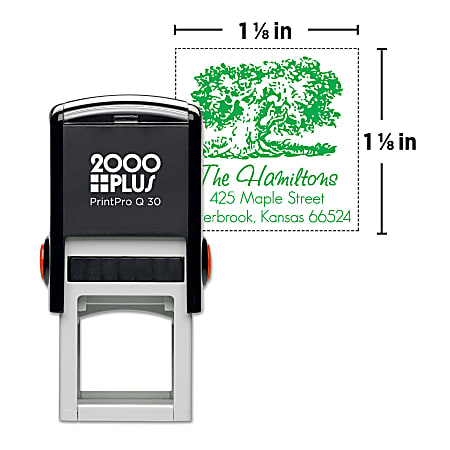 Custom 2000Plus® PrintPro™ Self-Inking Stamp, Q30P/Square, 1-1/8" x 1-1/8"