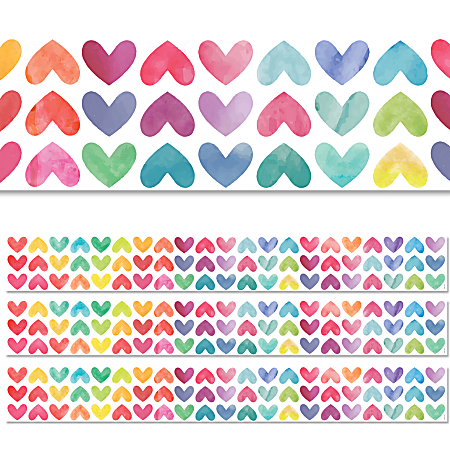 Creative Teaching Press® EZ Borders, Colorful Hearts, 48’ Per Pack, Set Of 3 Packs