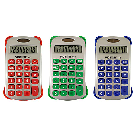 Victor® Colorful 8-Digit Handheld Calculators, Pack Of 5