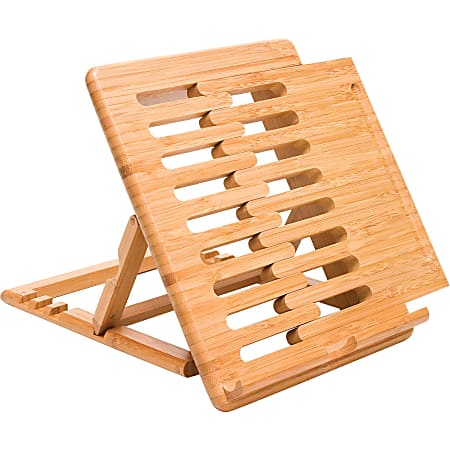 Lipper Bamboo Expandable iPad Stand - 2.4" x 8" x 10" x - Bamboo - 1 - Brown