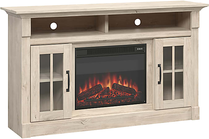 Sauder® Select Media Center Fireplace For 65" TVs, 35”H x 60”W x 16-3/4”D, Chalk Oak